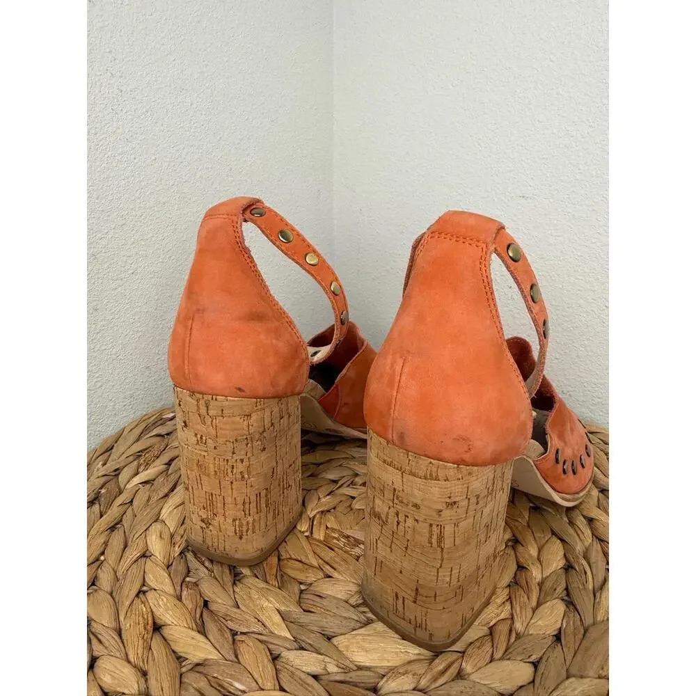 Chinese Laundry Savana Cork Heel Studded Sandals Chunky Block Peep Toe Boho